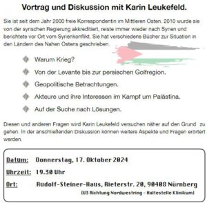 Karin Leukefeld zum Nahost-Konflikt @ Rudolf-Steiner-Haus